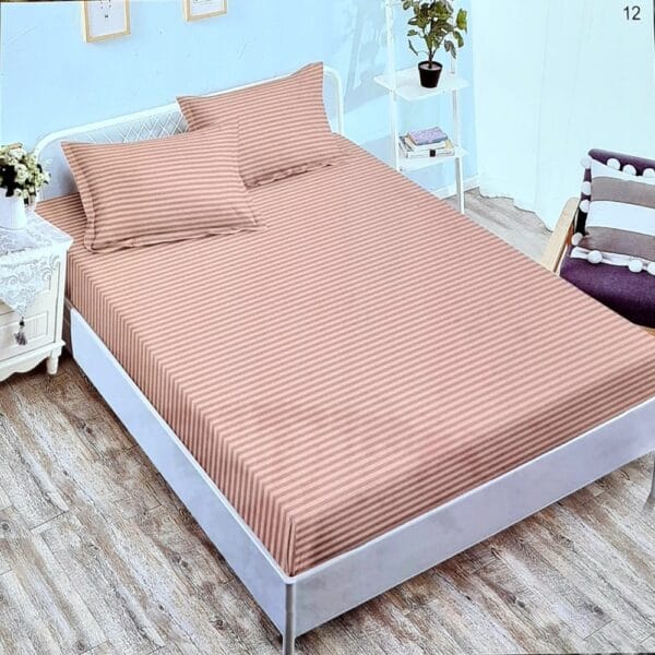 Husă de pat cu Elastic cu 2 fețe de pernă 50x70 cm, Cappuccino
