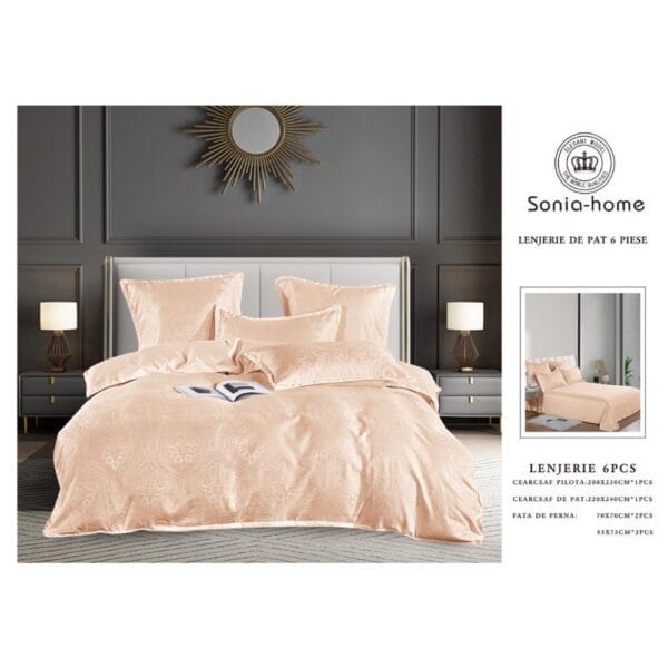 Alternative view of Lenjerie de pat de Lux bumbac Jacquard 6 Piese Sonia Home – Design Elegant, Calitate Premium