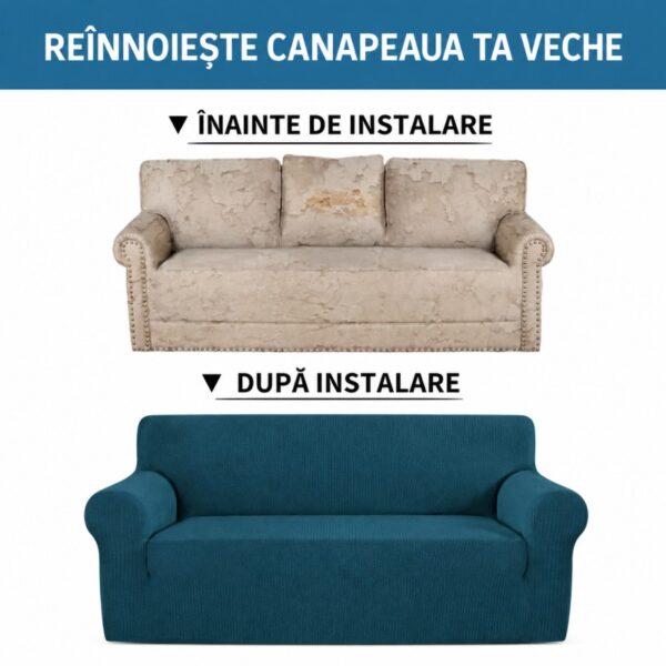 Alternative view of Husă Canapea 3 Locuri din Poliester cu Spandex – Elastică, Extensibilă și Ușor de Montat