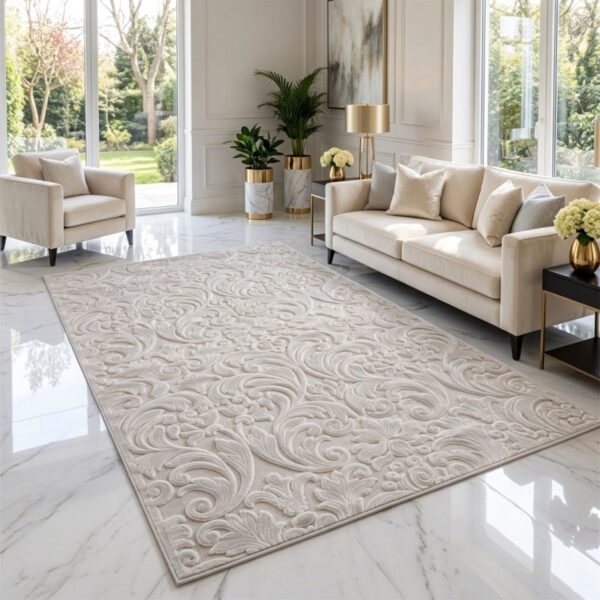 Covor Elegant 3D, MIRA, Crem Perlat